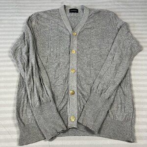Nom de Guerre Cardigan Sweater Mens Large Gray Button Up Textured Knit Japan